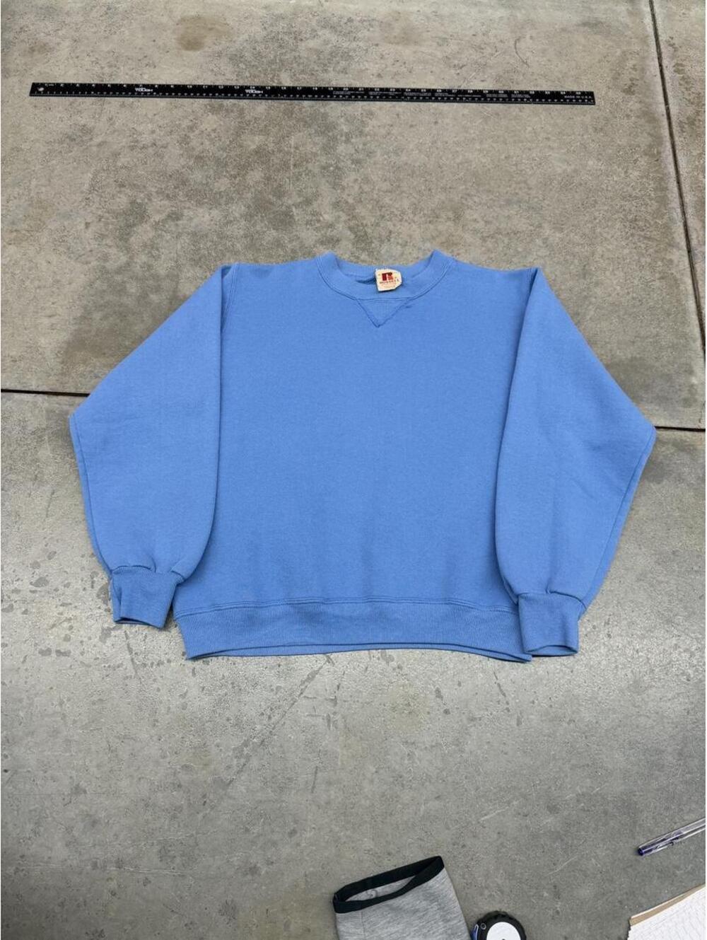 vintage russell athletics baby blue made in usa blank crewneck medium WOMENS